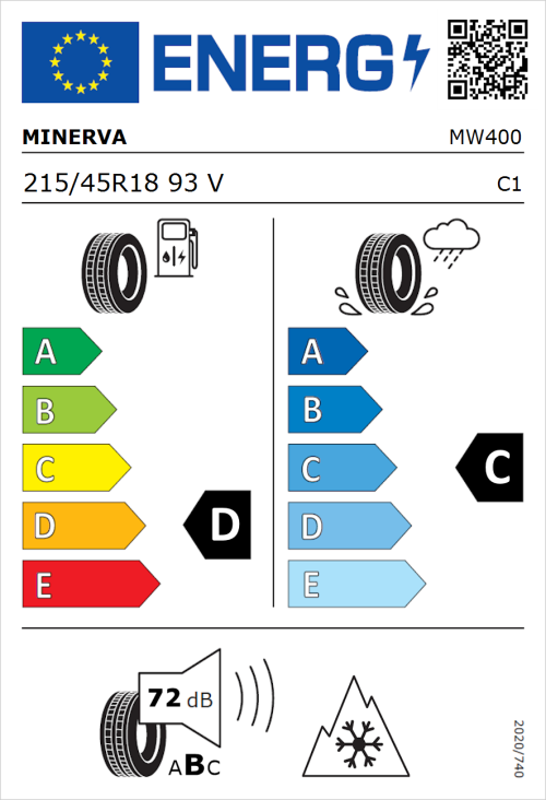 Tyre Label for Minerva Frostrack HP 215/45R18 93V