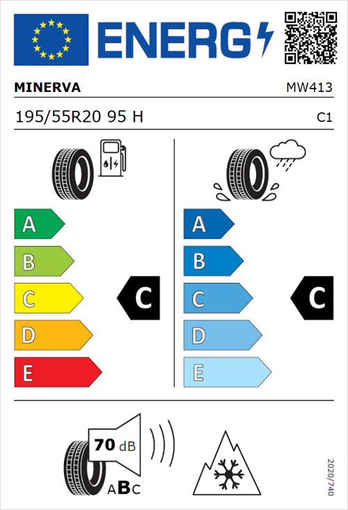 Tyre Label for Minerva Frostrack HP 195/55R20 95H