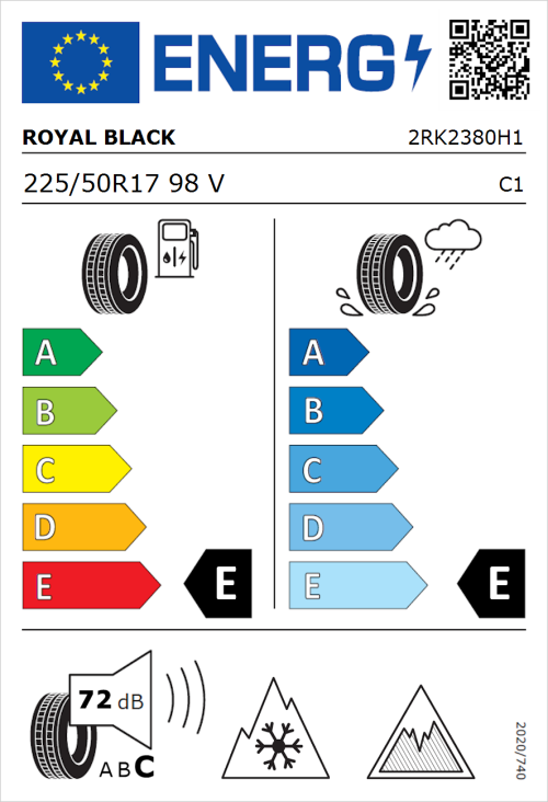 Tyre Label for Royal Black Winter UHP 225/50R17 98V